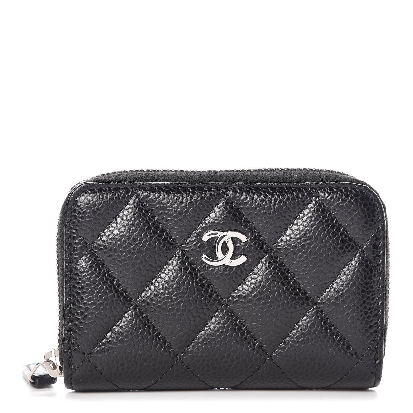 Caviar Quilted Zip Coin Purse Black