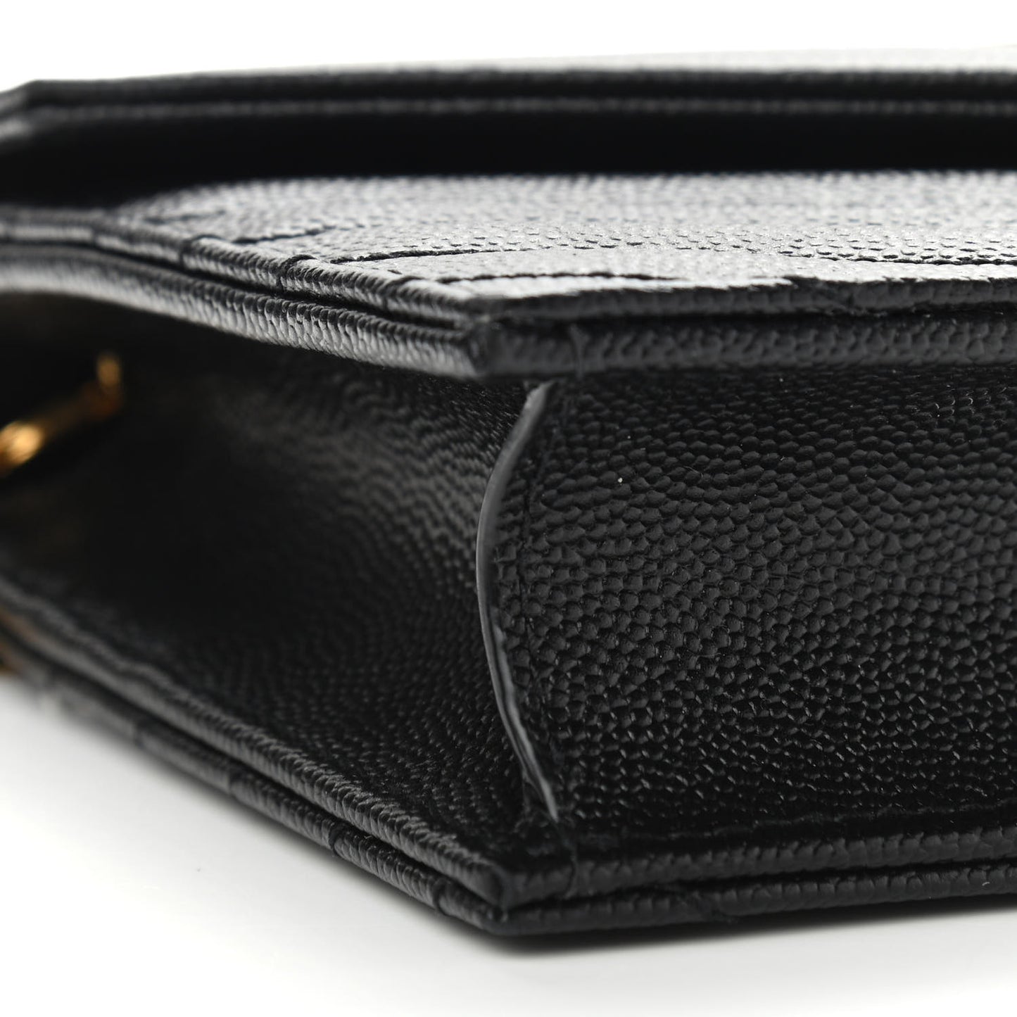 Grain De Poudre Matelasse Chevron Monogram Envelope Chain Wallet Black