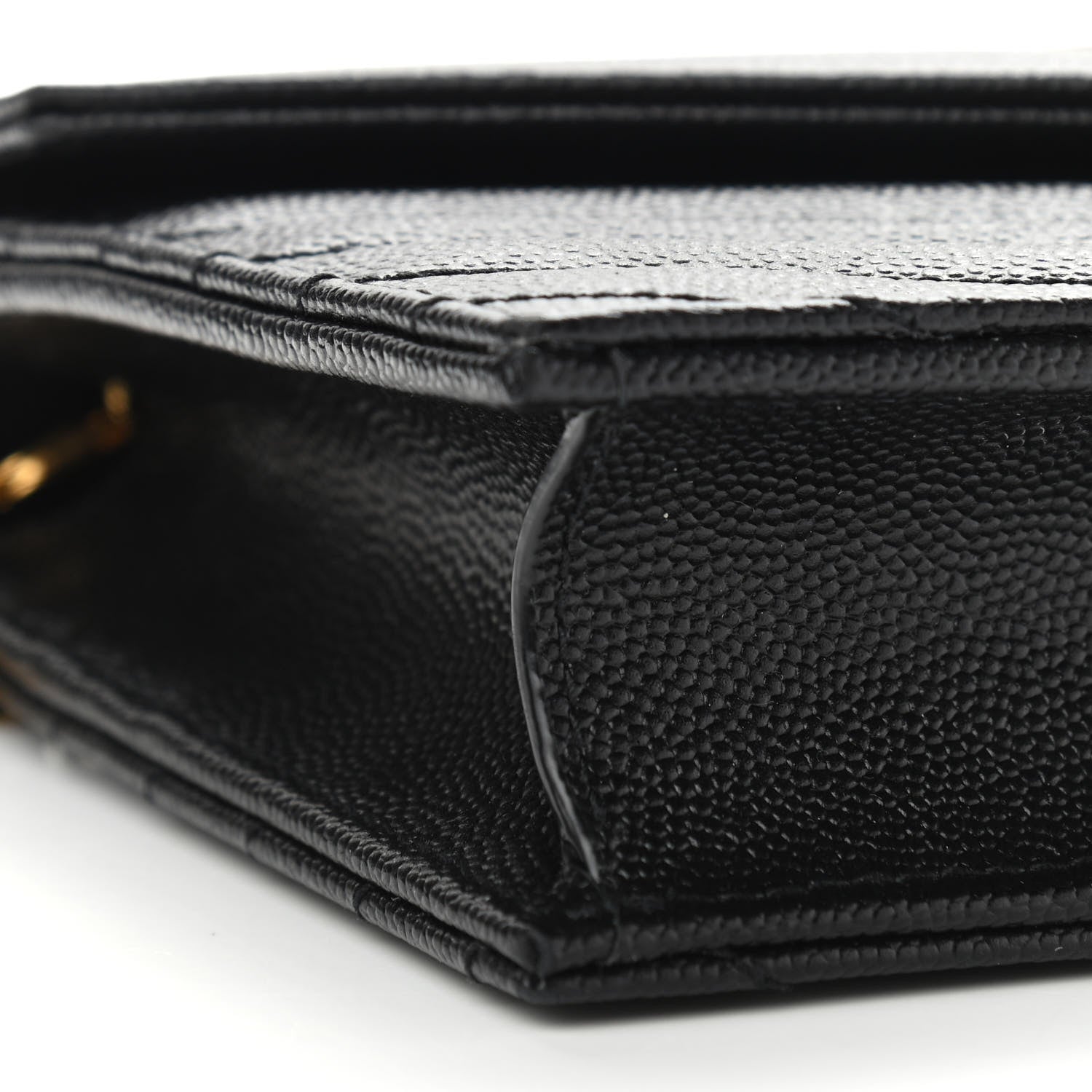 Saint Laurent Grain De Poudre Matelasse Chevron Monogram Envelope Chain Wallet Black 8 of 10