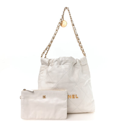 Chanel Shiny Calfskin Quilted Small Chanel 22 White 3 of 12