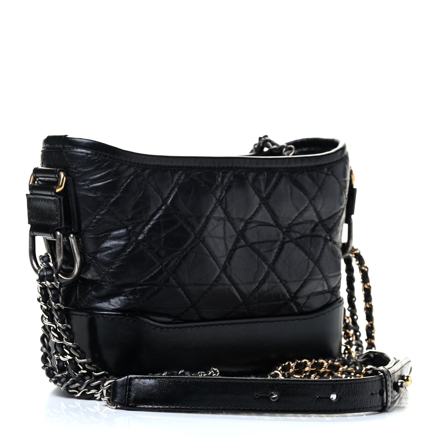 Chanel Aged Calfskin Quilted Small Gabrielle Hobo Black 3 of 8
