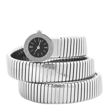 Bulgari Stainless Steel 19mm Tubogas Double Spiral Quartz Watch Black 2 of 5
