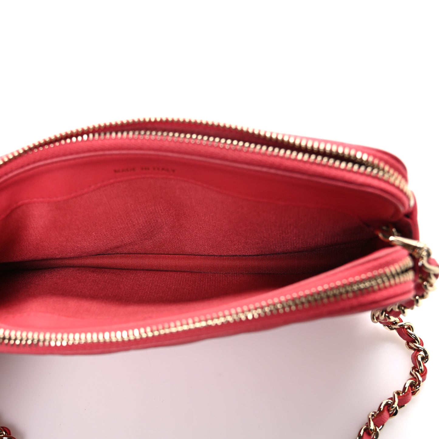 Lambskin Quilted Small Clutch With Chain Pink