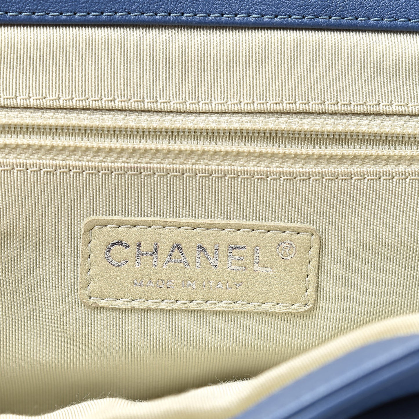 Washed Lambskin Quilted Medium Chain Around Flap Blue