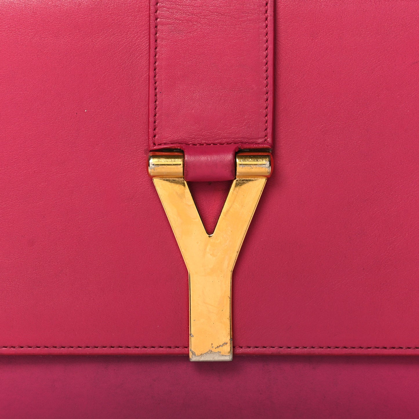 Calfskin Classic Y Ligne Clutch Fuchsia