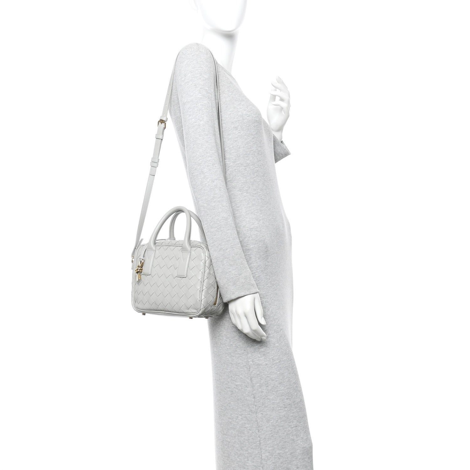 Bottega Veneta Lambskin Intrecciato Small Getaway Agate Grey 2 of 10
