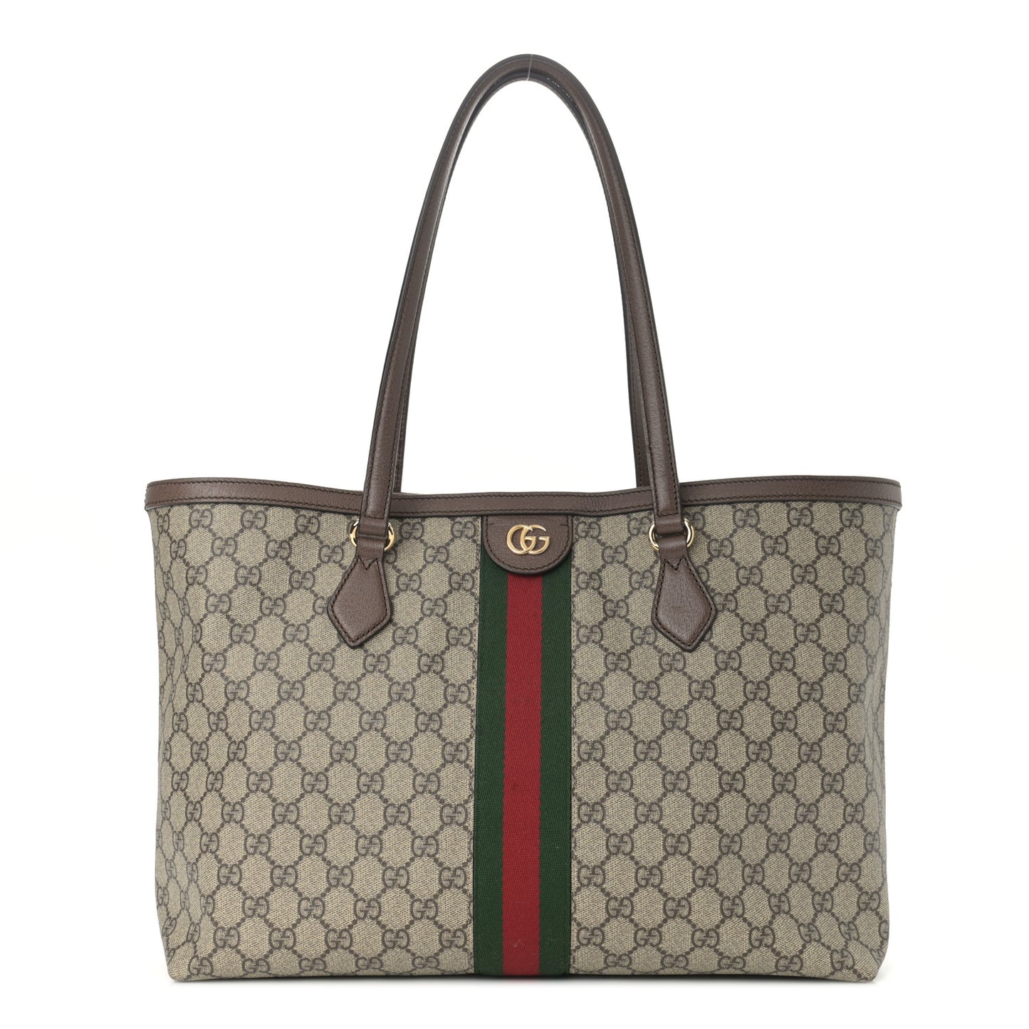 GG Supreme Monogram Medium Ophidia Shopping Tote Brown