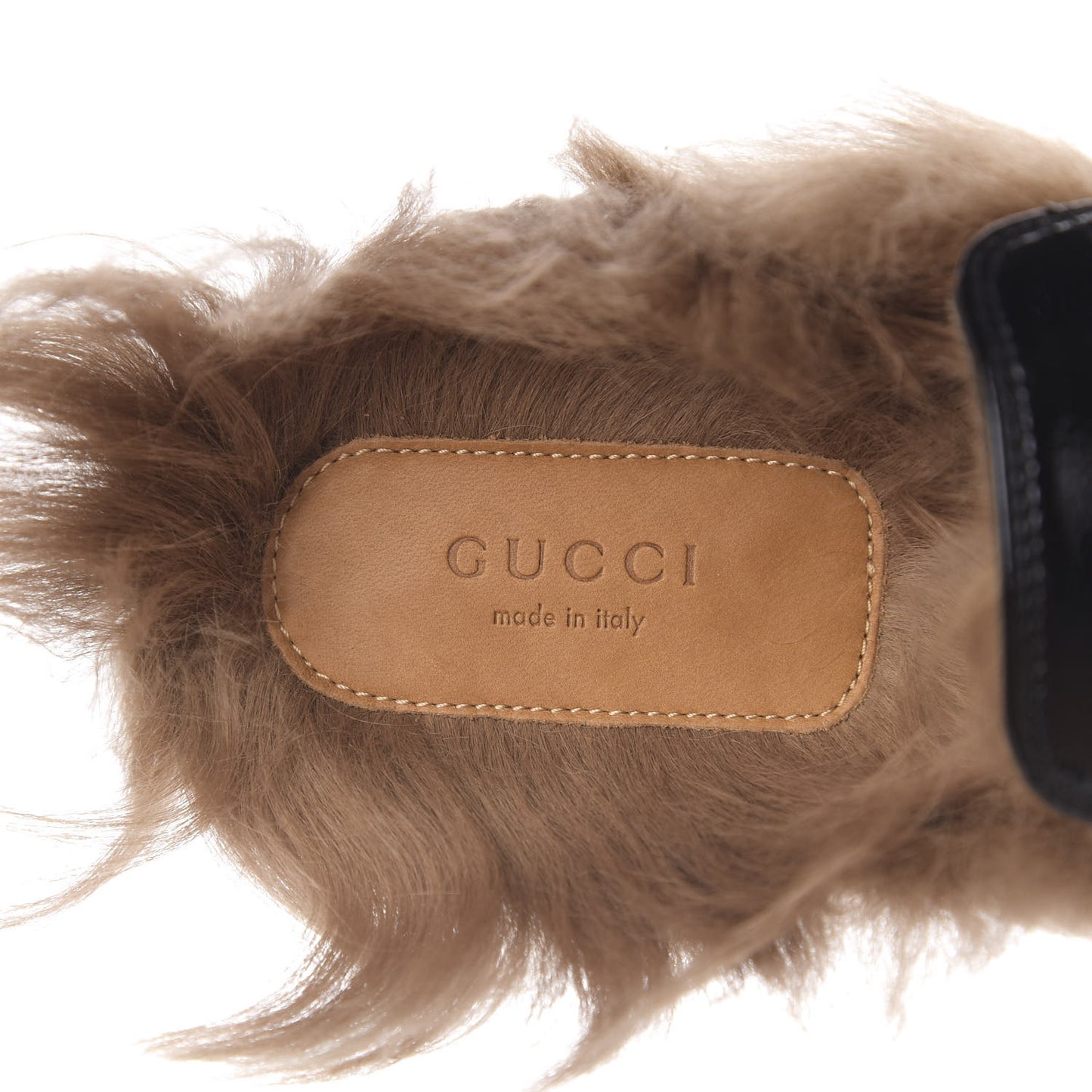 Patent Fur Womens Princetown Slippers 38 Black Natural
