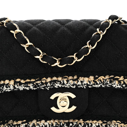 Chanel Denim Braided Mini Rectangular Flap Bag Black Gold 8 of 11