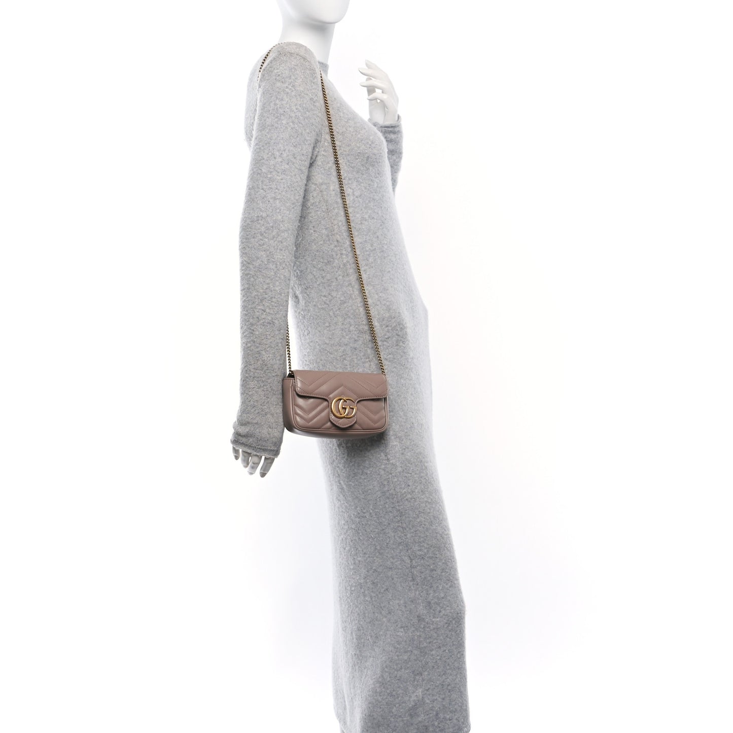 Calfskin Matelasse Super Mini GG Marmont Shoulder Bag Porcelain Rose
