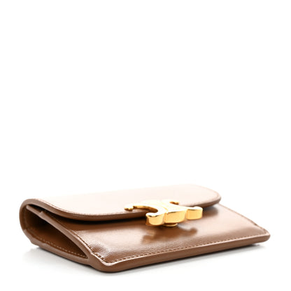 Celine Shiny Calfskin Triomphe Flap Card Holder Bronze 4 of 11