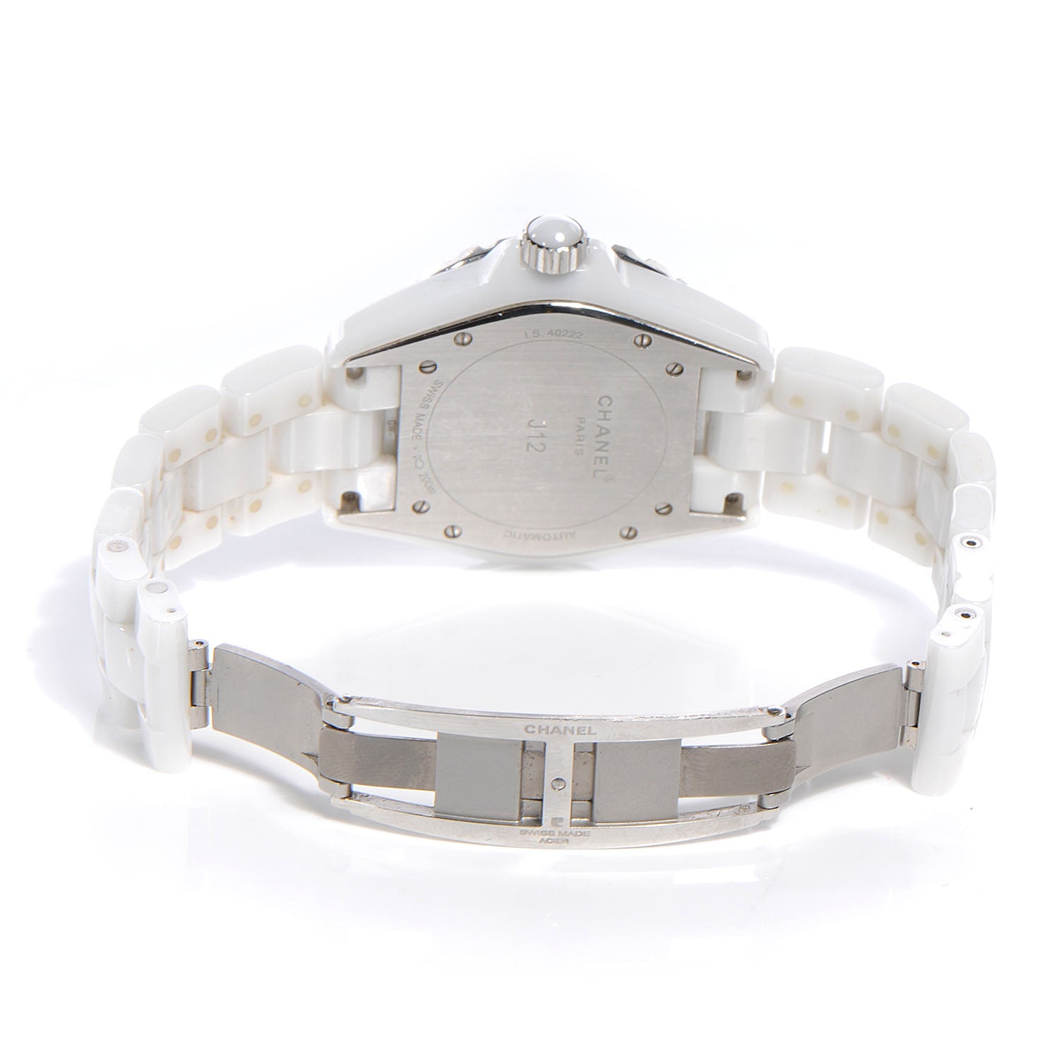 Chanel Stainless Steel Ceramic Diamond 38mm J12 Automatic Watch White 3 of 6