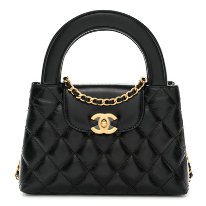 Chanel Shiny Aged Calfskin Quilted Nano Kelly Shopper Black 1 of 11