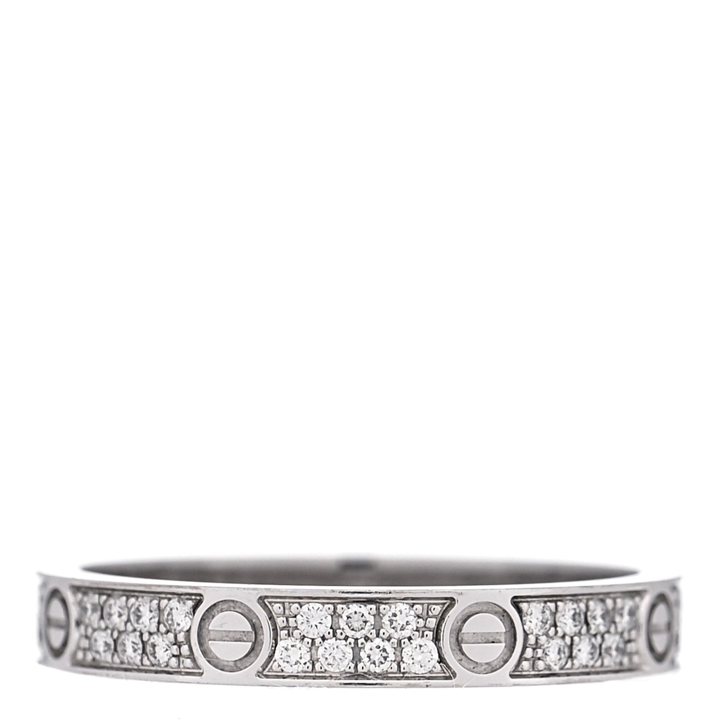 18K White Gold Diamond 2.6mm LOVE Paved Band Ring 47 4