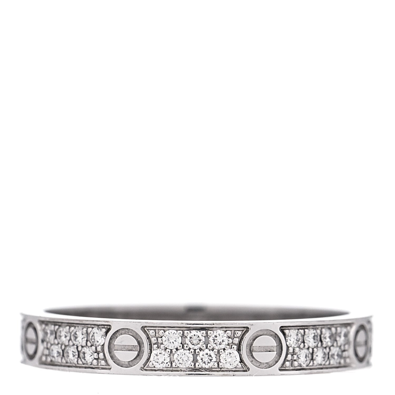 Cartier 18K White Gold Diamond 2.6mm LOVE Paved Band Ring 47 4 1 of 6