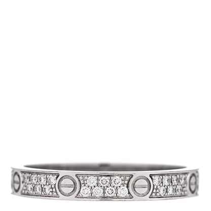 Cartier 18K White Gold Diamond 2.6mm LOVE Paved Band Ring 47 4 1 of 6