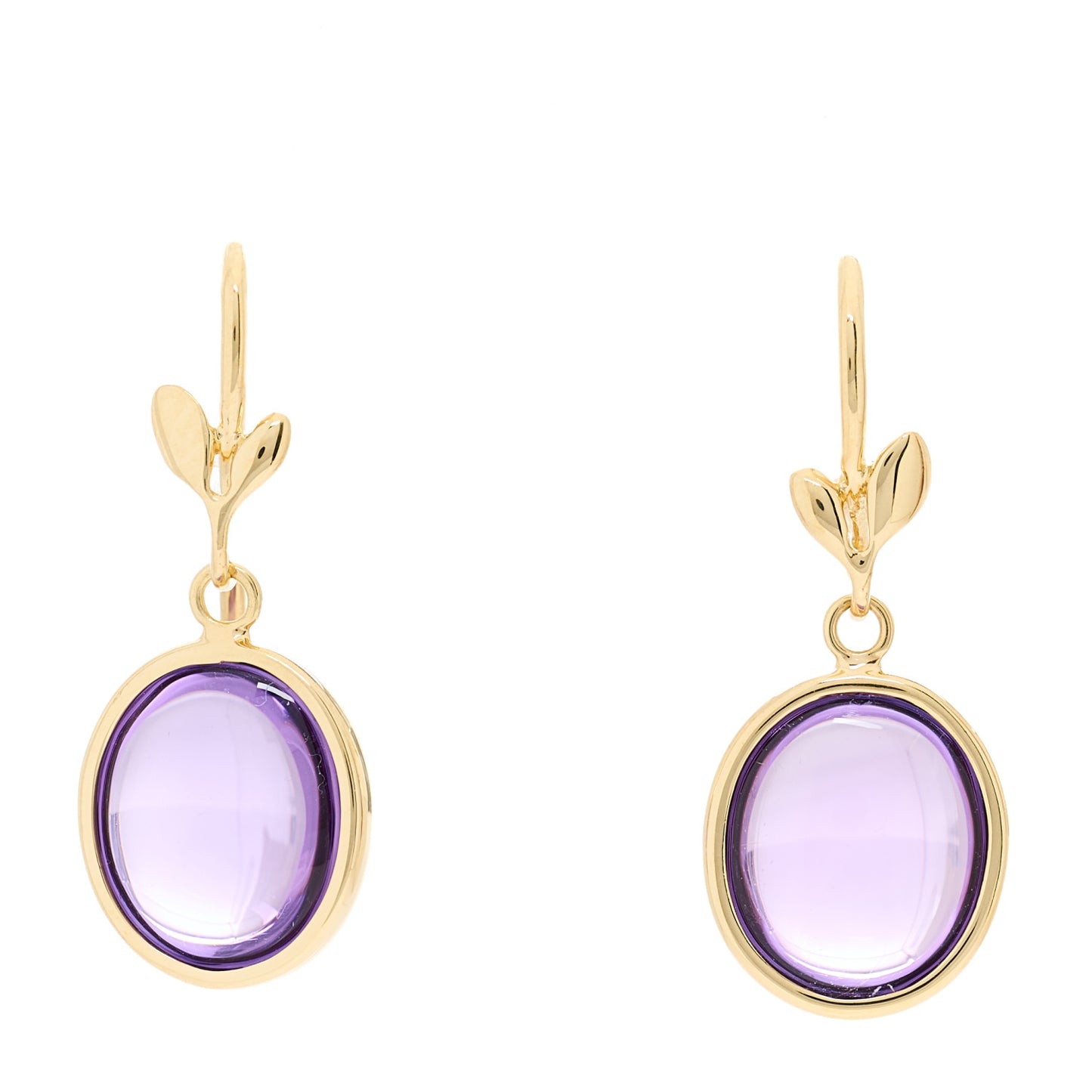 18K Yellow Gold Amethyst Paloma Picasso Olive Leaf Drop Earrings