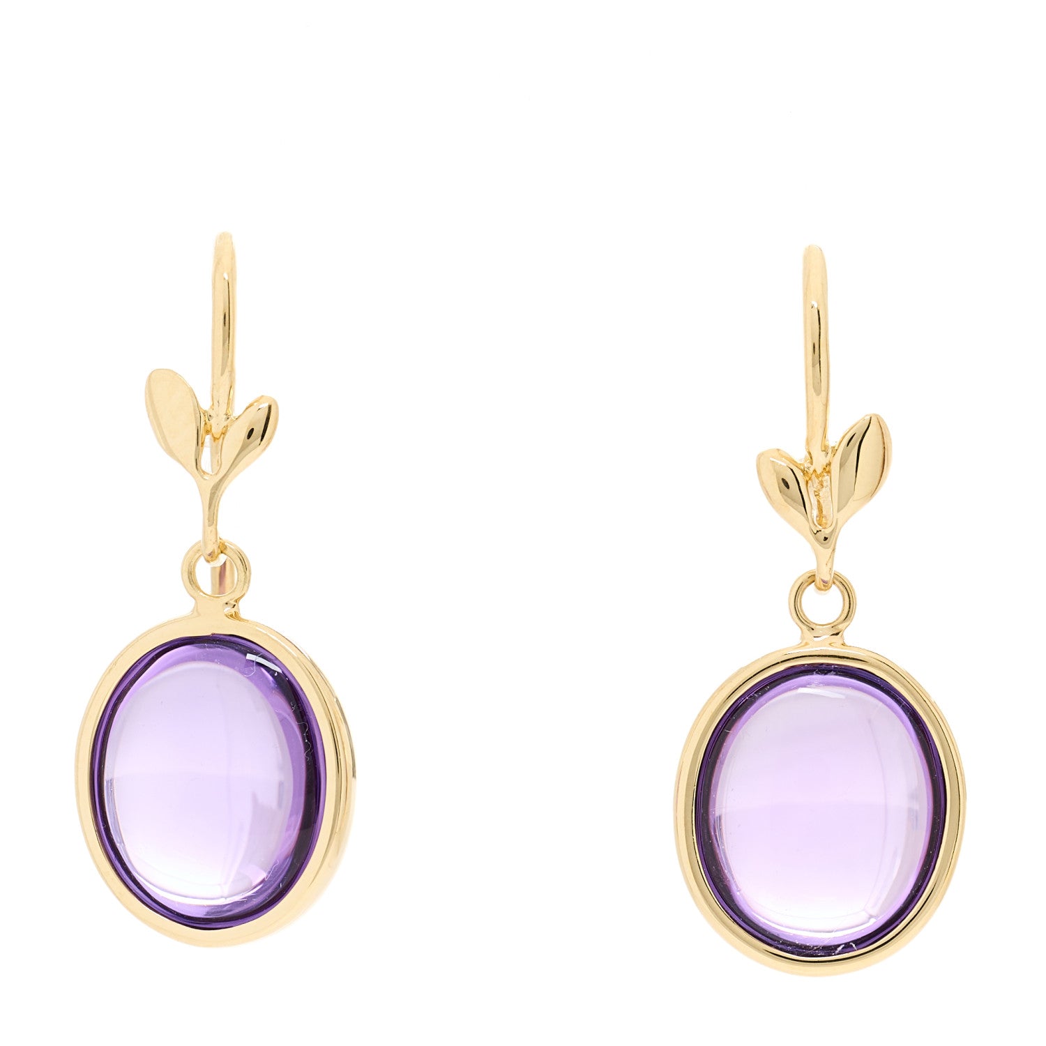 Tiffany 18K Yellow Gold Amethyst Paloma Picasso Olive Leaf Drop Earrings 1 of 4