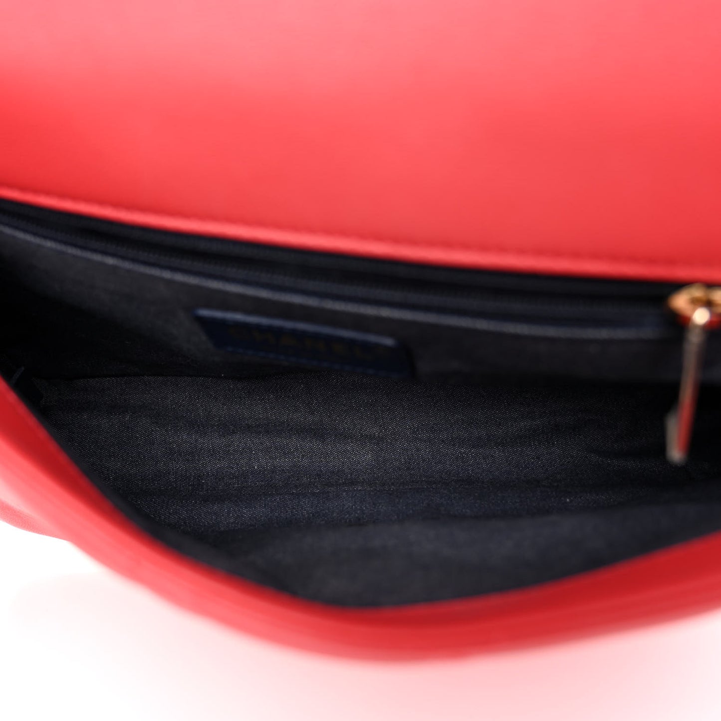 Lambskin Quilted Resin Bi-Color Chain Flap Bag Red