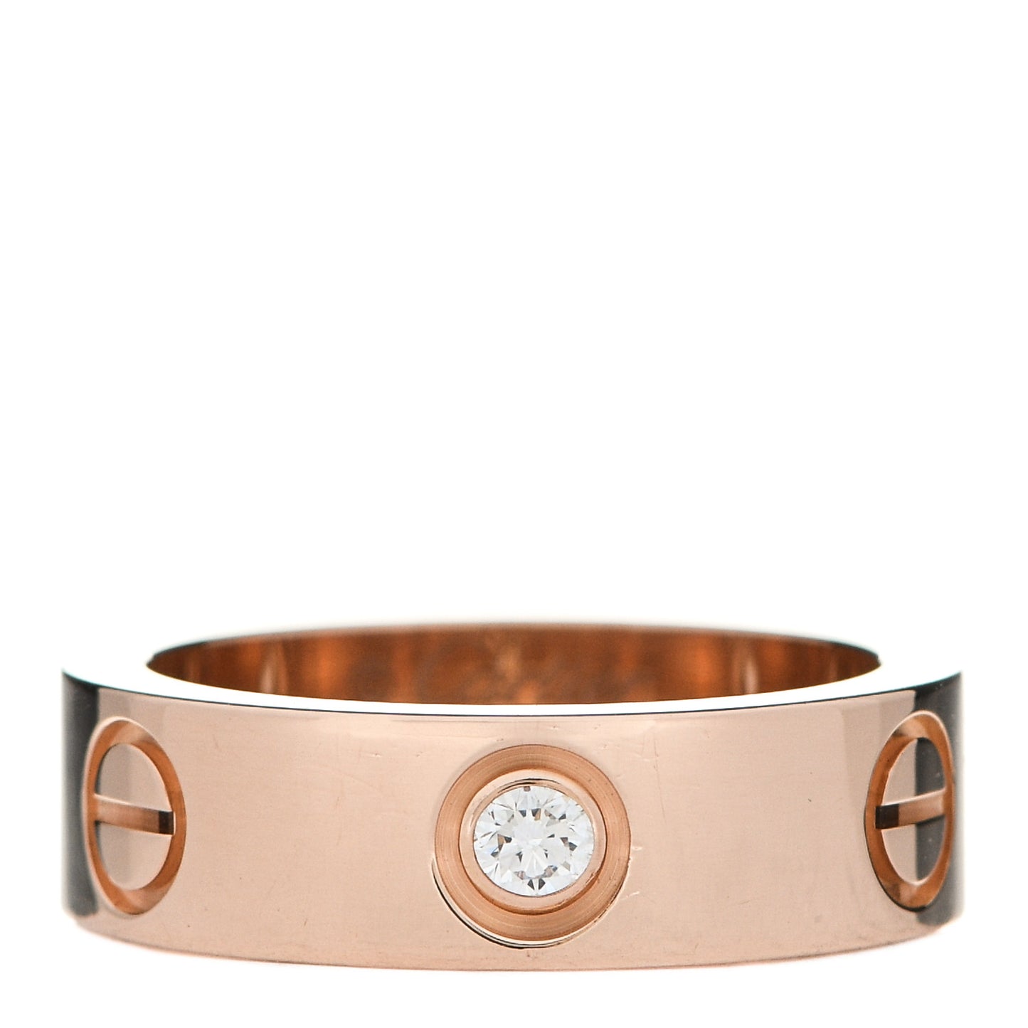 18K Pink Gold 3 Diamond 5.5mm LOVE Ring 50 5.25