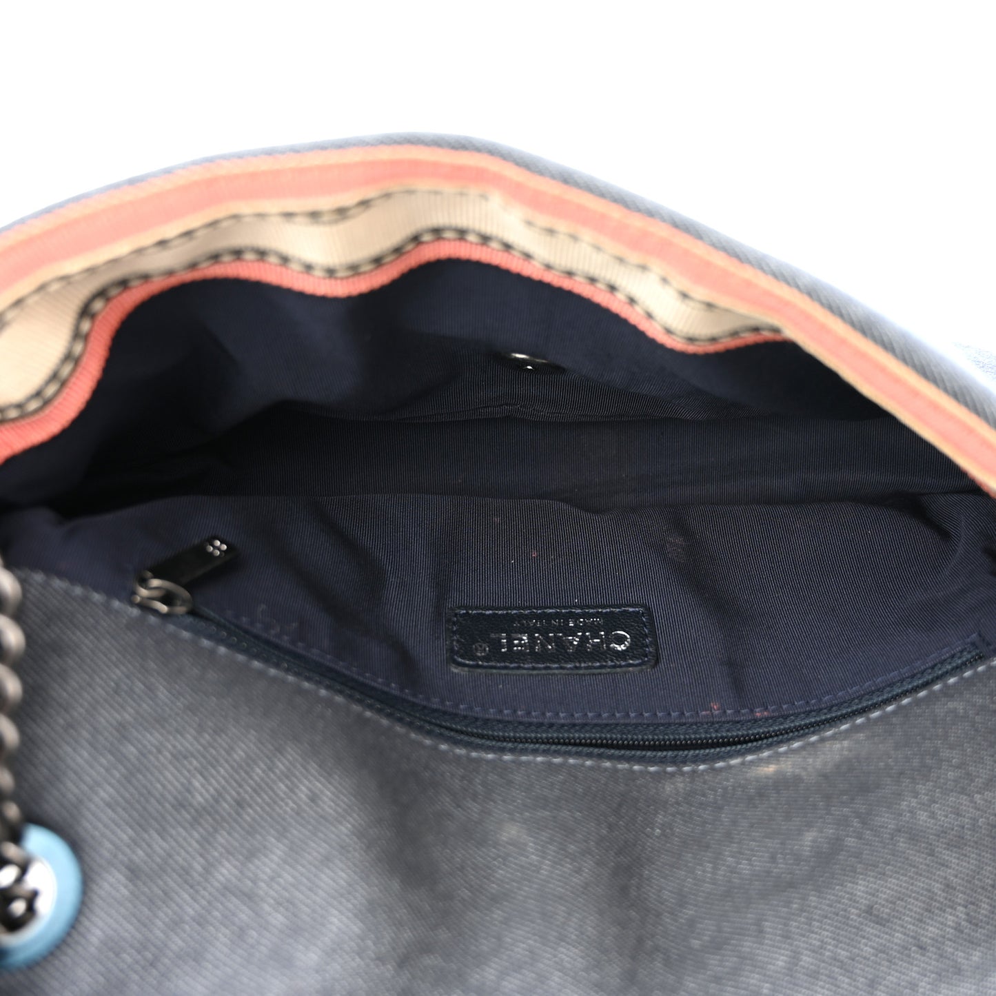 Denim Pleated Denim Turtle Flap Dark Blue