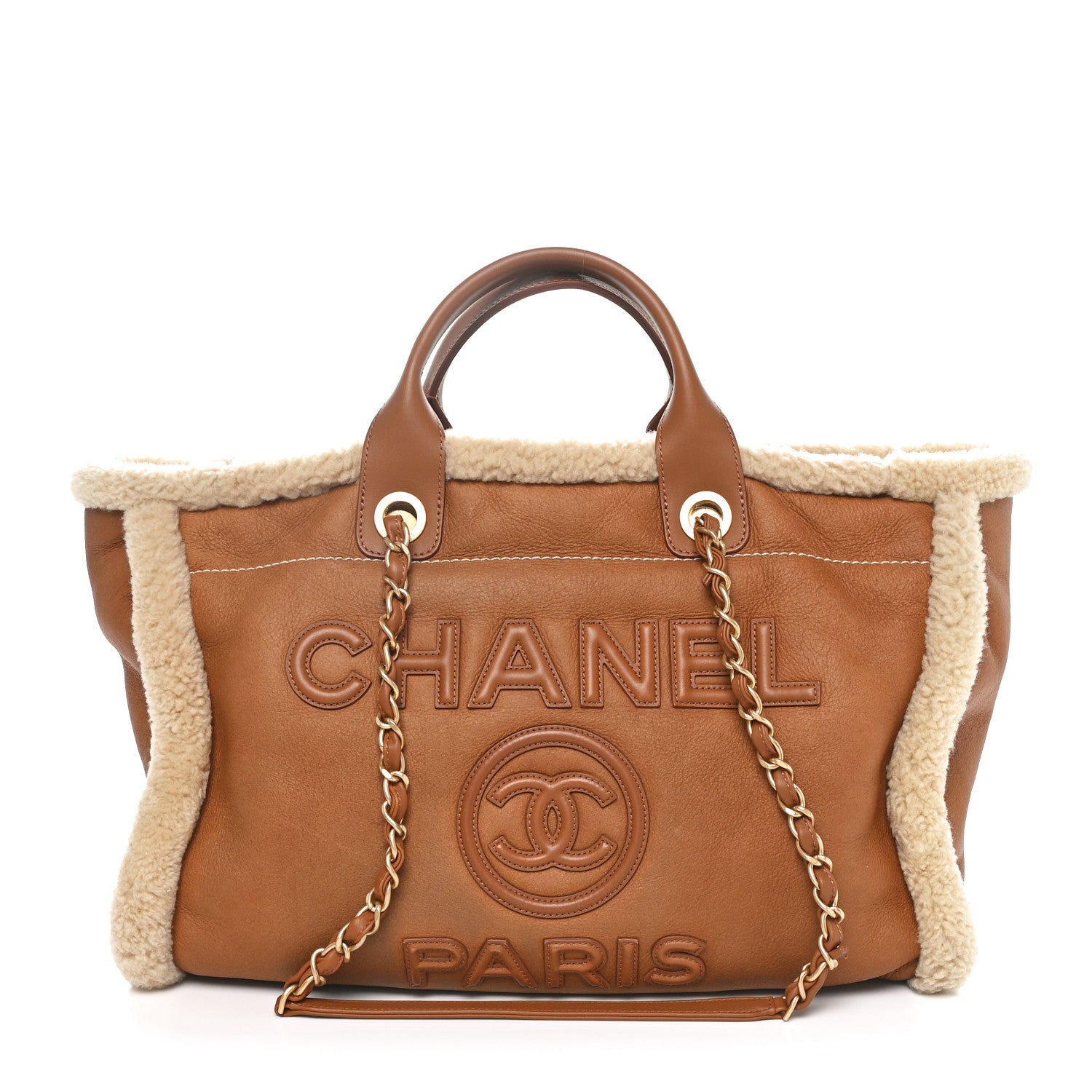 Chanel Lambskin Shearling Medium Deauville Tote Brown 1 of 11