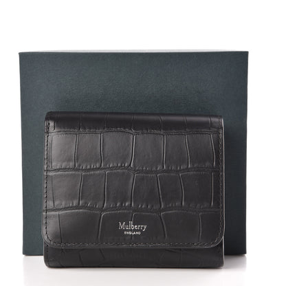 Mulberry Matte Crocodile Embossed Calfskin Small French Continental Wallet Black 7 of 7