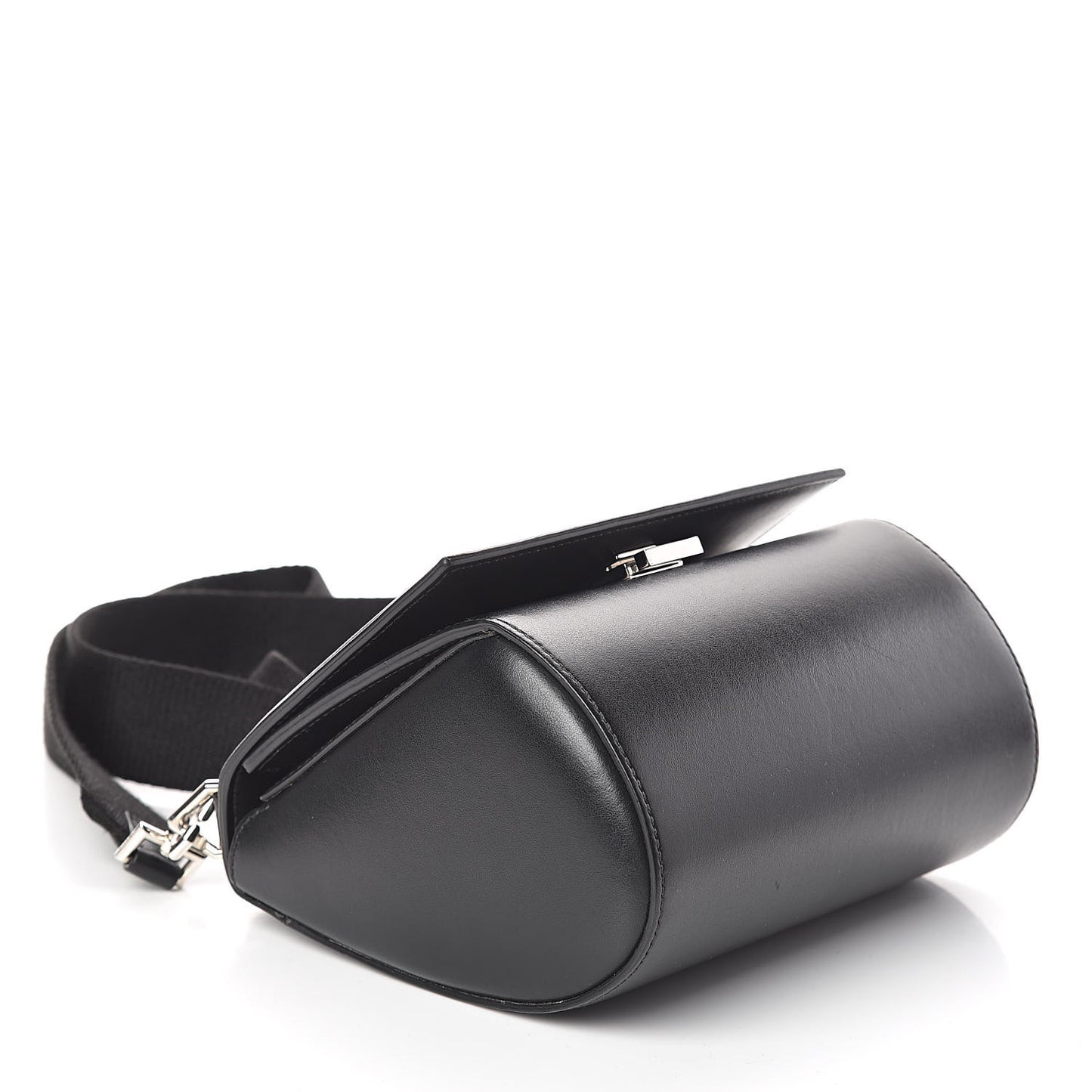 Calfskin Mini Pandora Box Logo Strap Crossbody Bag Black