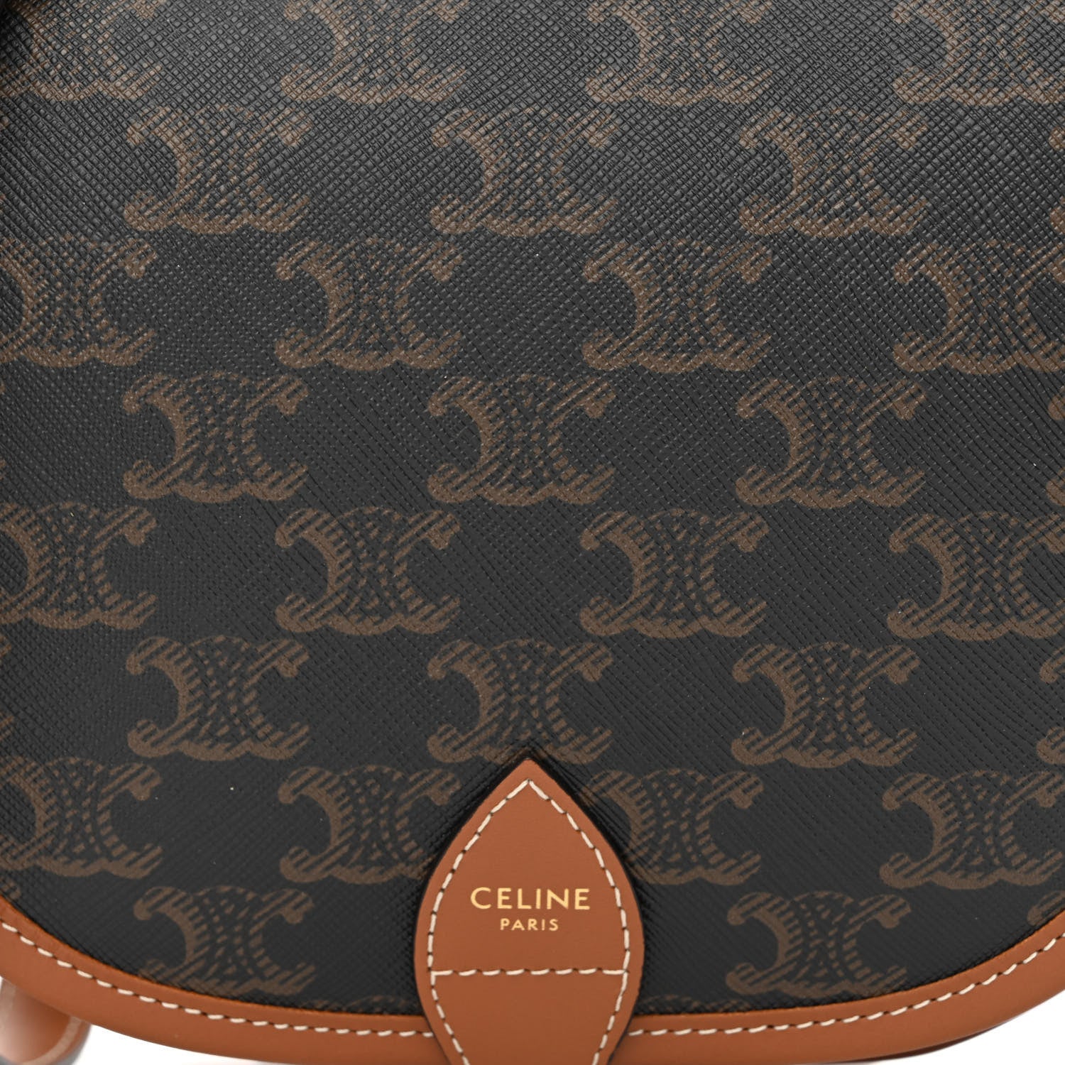 Celine Triomphe Canvas Medium Folco Bag Tan 8 of 10