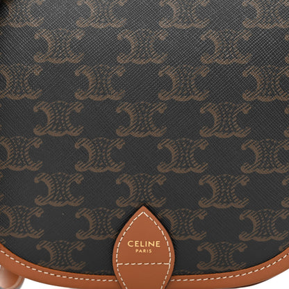 Celine Triomphe Canvas Medium Folco Bag Tan 8 of 10