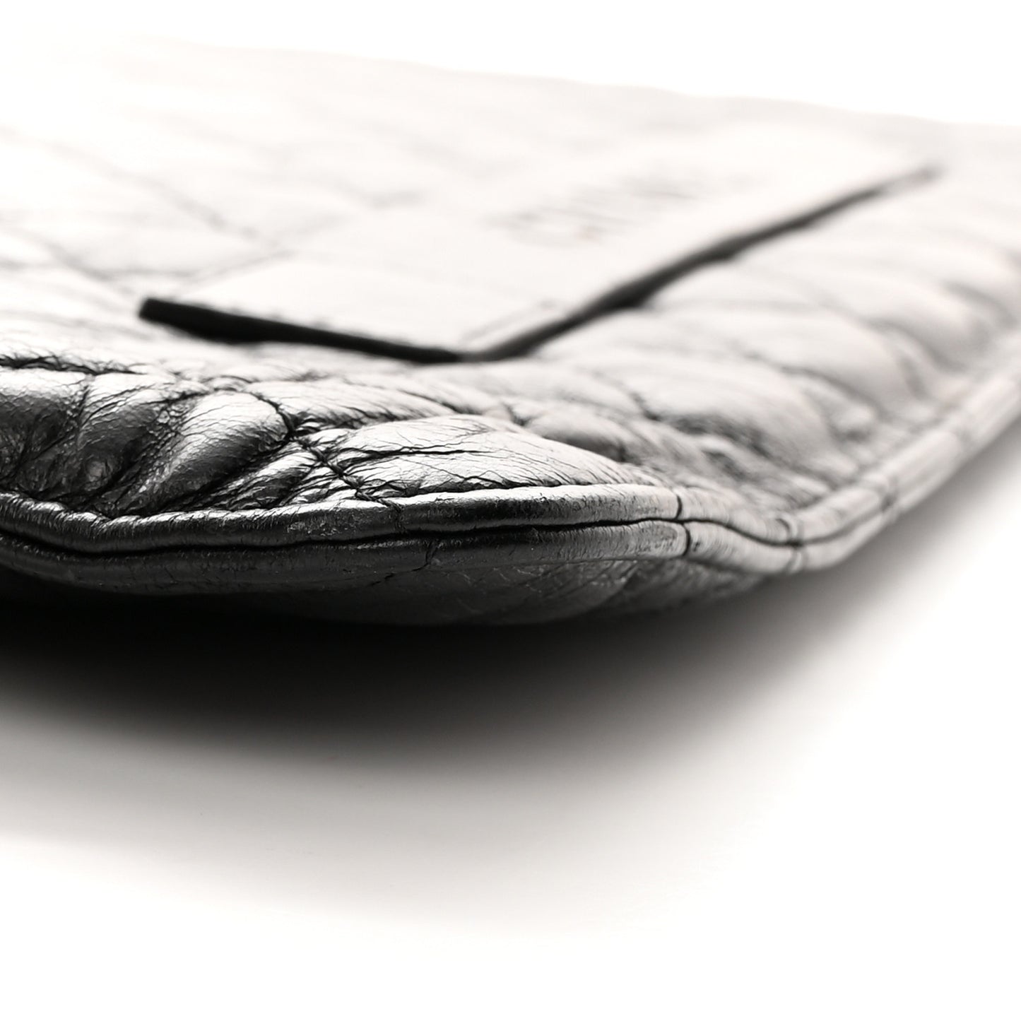 Crackled Lambskin Quilted Medium Cosmetic Case Black