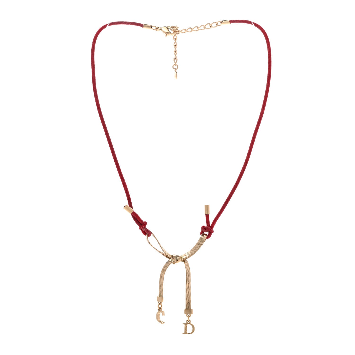 Christian Dior Bow CD Necklace Red Gold 3 of 8