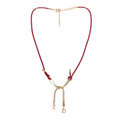 Christian Dior Bow CD Necklace Red Gold 3 of 8