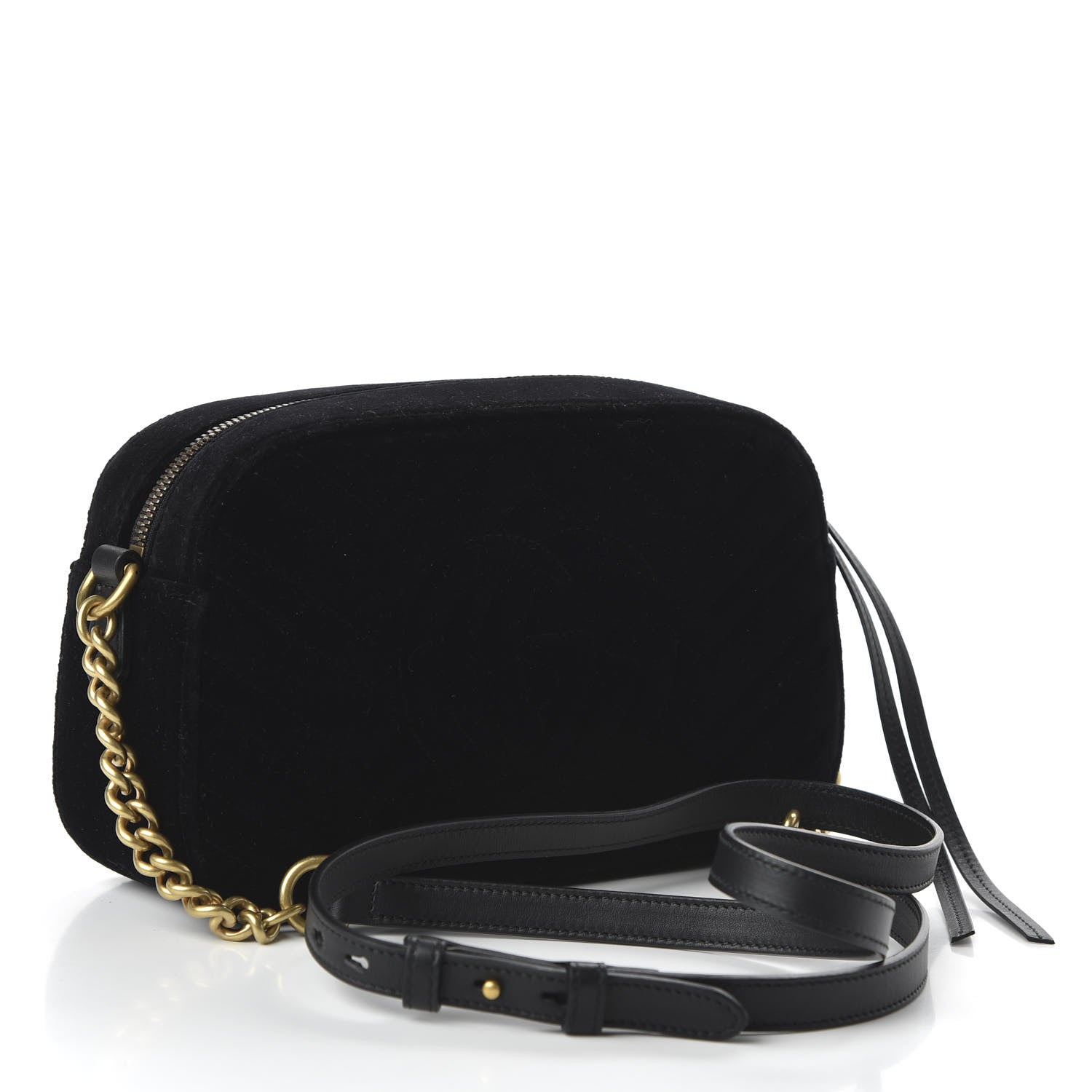 Gucci Velvet Matelasse Deer Embroidered Small GG Marmont Chain Shoulder Bag Black 3 of 10