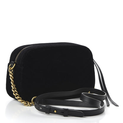 Gucci Velvet Matelasse Deer Embroidered Small GG Marmont Chain Shoulder Bag Black 3 of 10