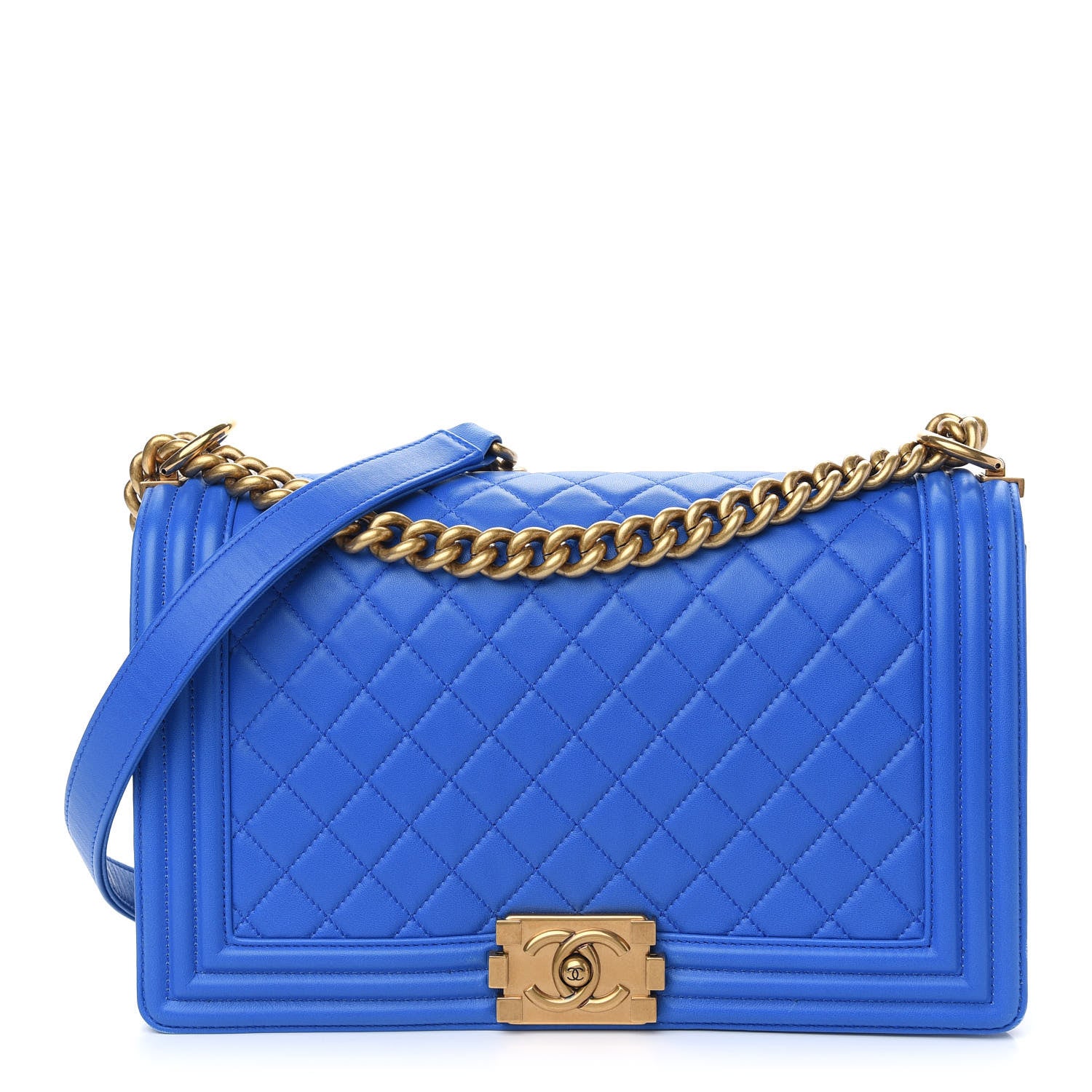 Chanel Lambskin Quilted New Medium Boy Flap Blue 1 of 8