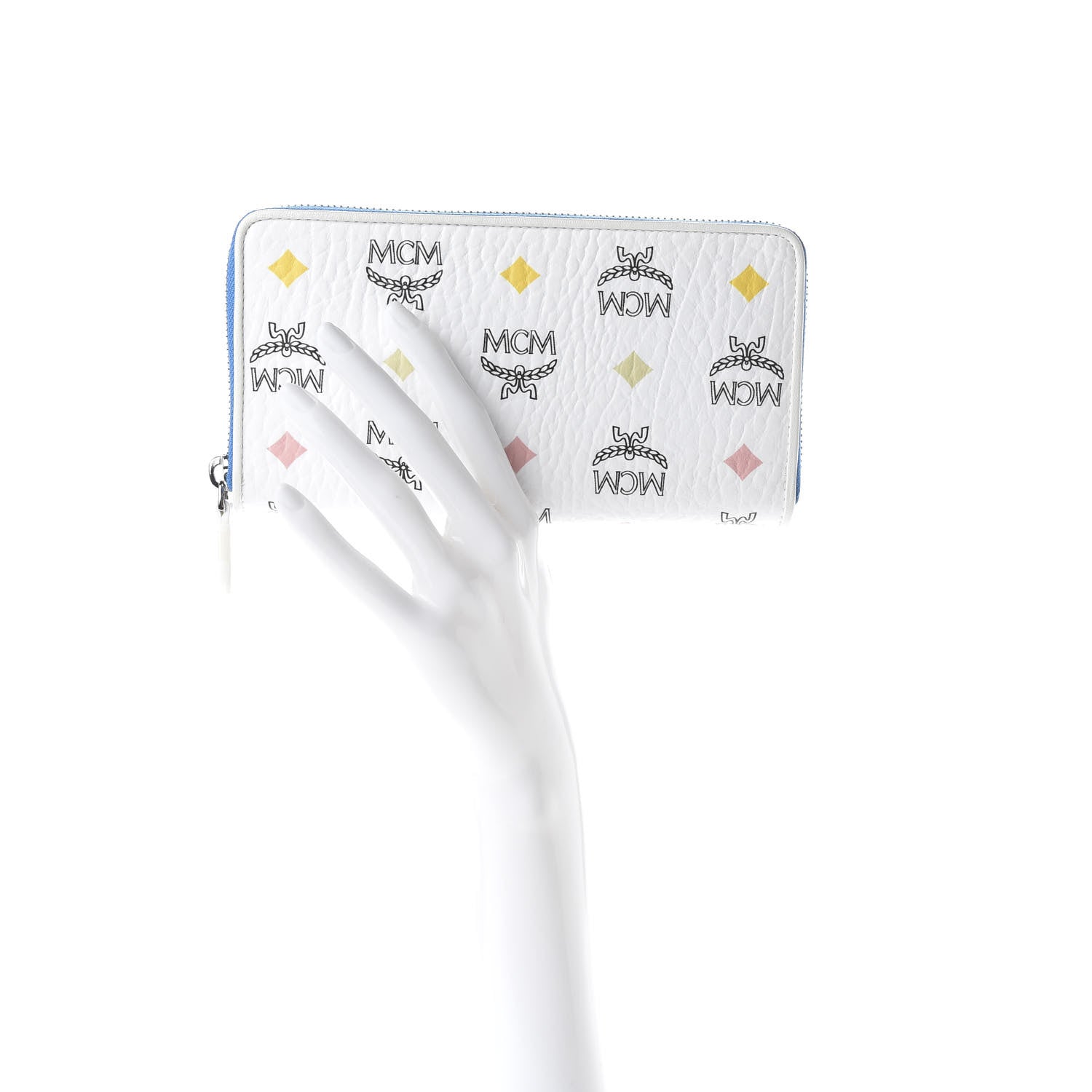 MCM Skyoptic Visetos Zip Around Wallet Spectrum Diamond White 2 of 7