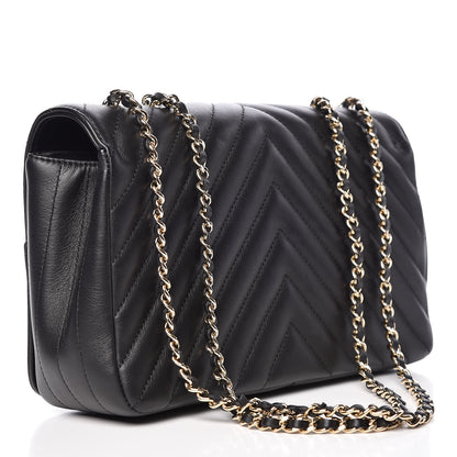 Chanel Calfskin Chevron Quilted Statement Flap Black 3 of 10