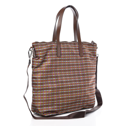 Prada Tessuto Stampato Nylon Saffiano Check Print Tote Viola 4 of 10