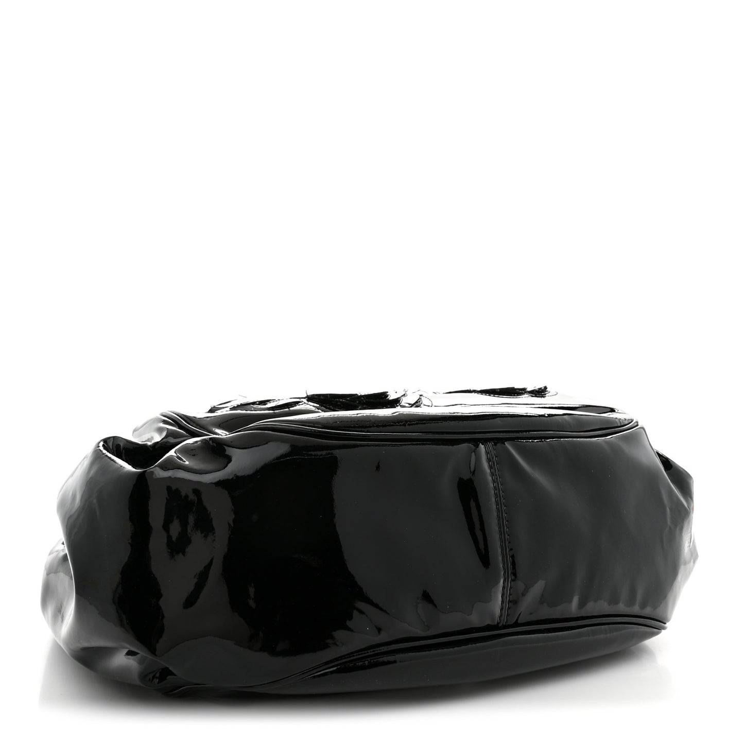 Patent Camellia Shoulder Bag Black
