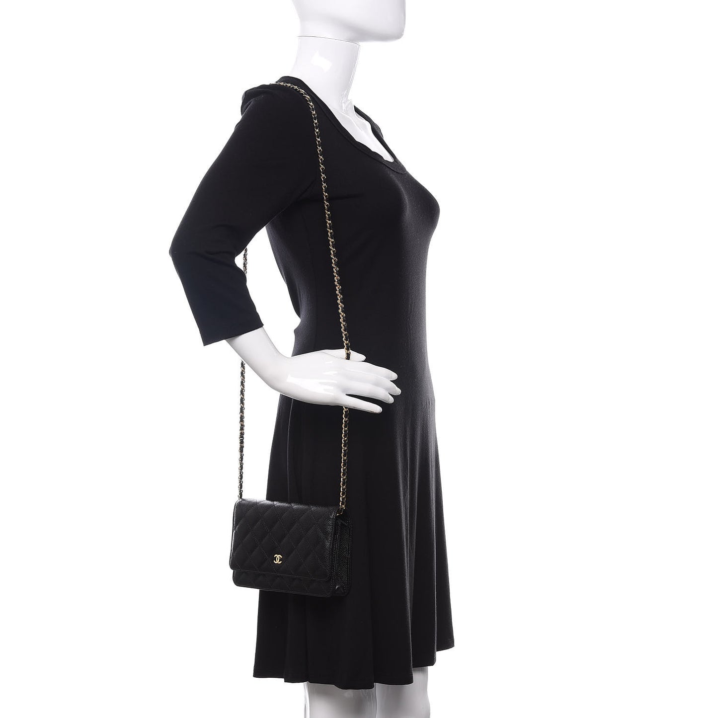 Caviar Quilted Wallet On Chain WOC Black