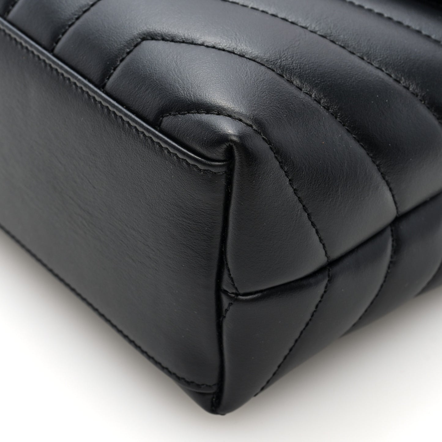 Calfskin Y Quilted Monogram Small Loulou Chain Satchel Black