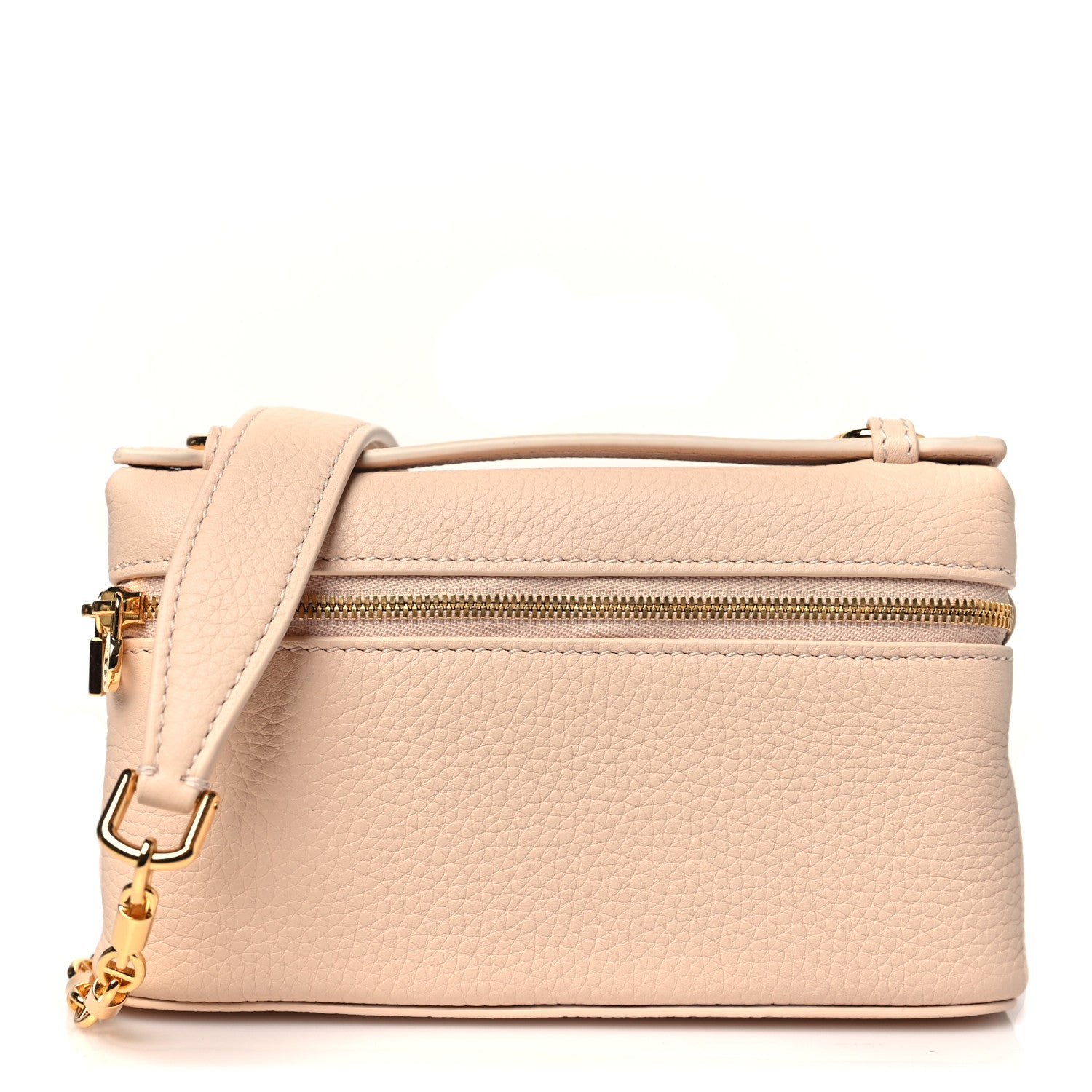 Loro Piana Grained Calfskin Extra Pocket Mini Pouch Creamed Honey 1 of 10