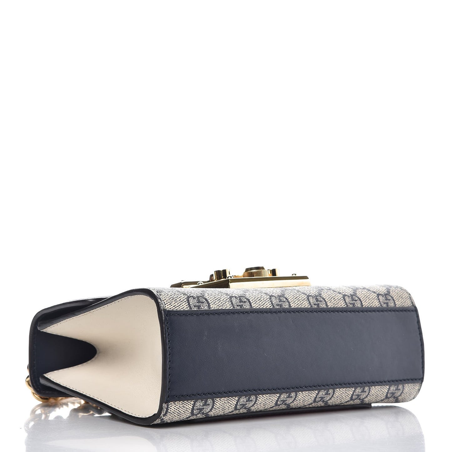 GG Supreme Monogram Moon Calfskin Small Padlock Shoulder Bag Beige Blue Mystic White Hibiscus Red