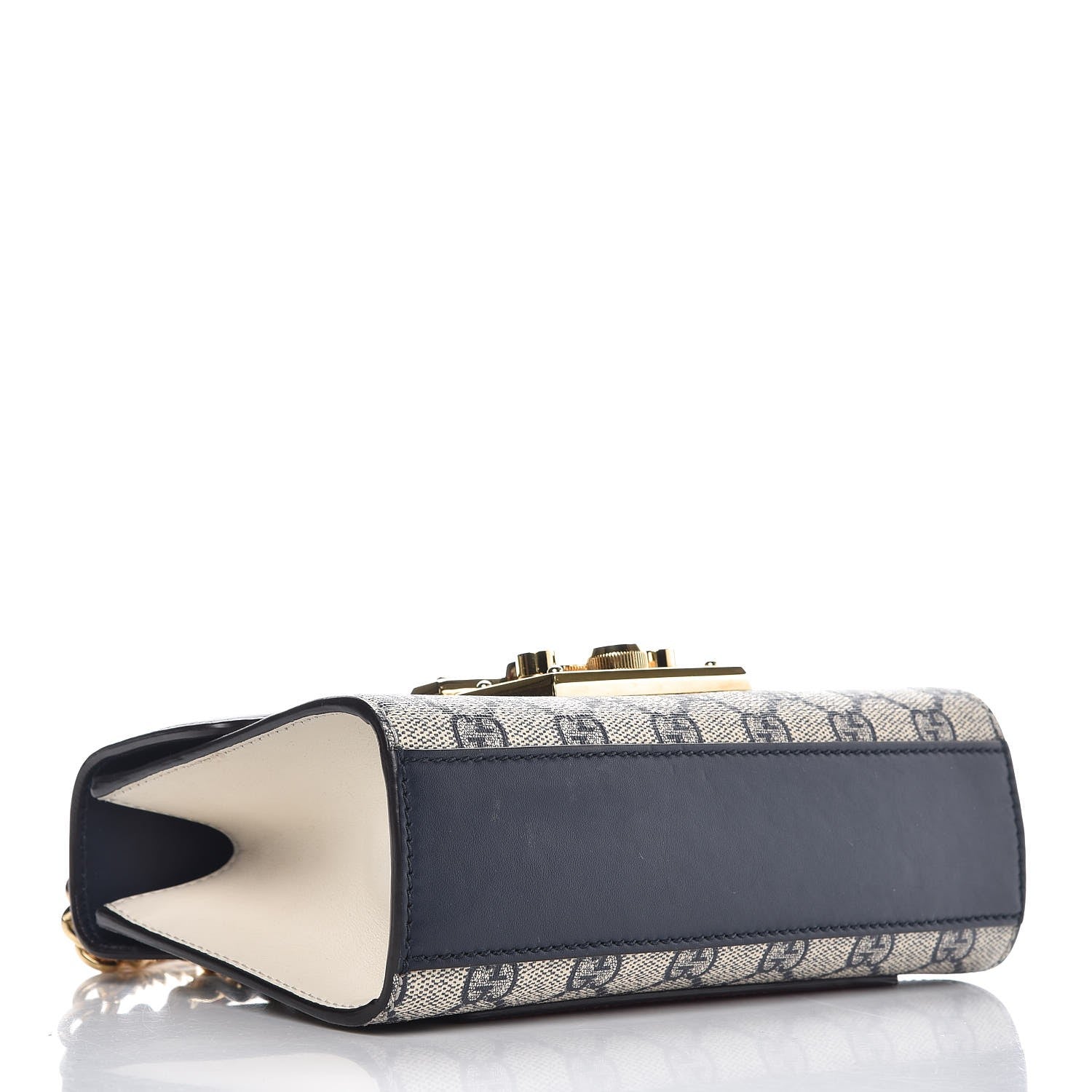 Gucci GG Supreme Monogram Moon Calfskin Small Padlock Shoulder Bag Beige Blue Mystic White Hibiscus Red 4 of 8