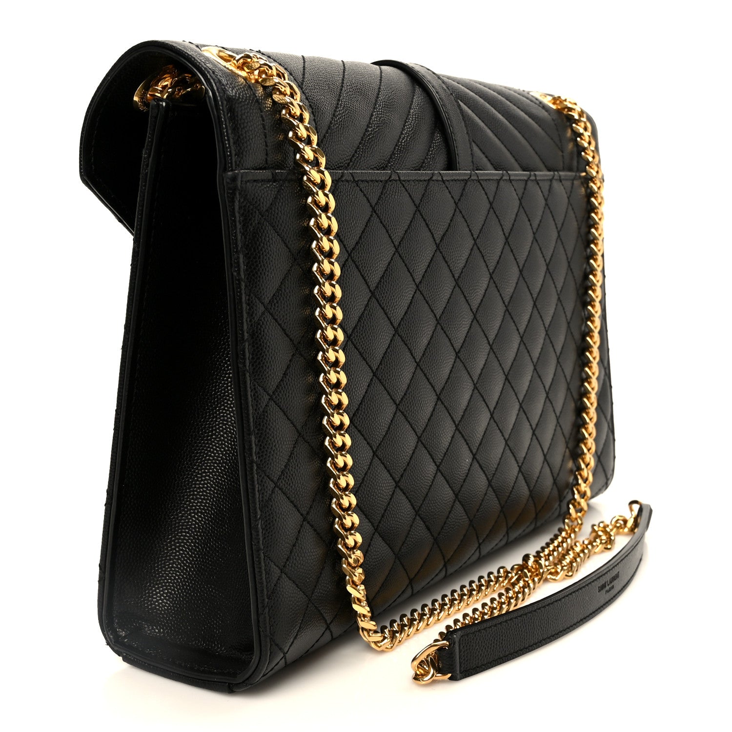 Saint Laurent Grain De Poudre Textured Mixed Matelasse Large Triquilt Monogram Satchel Black 3 of 11