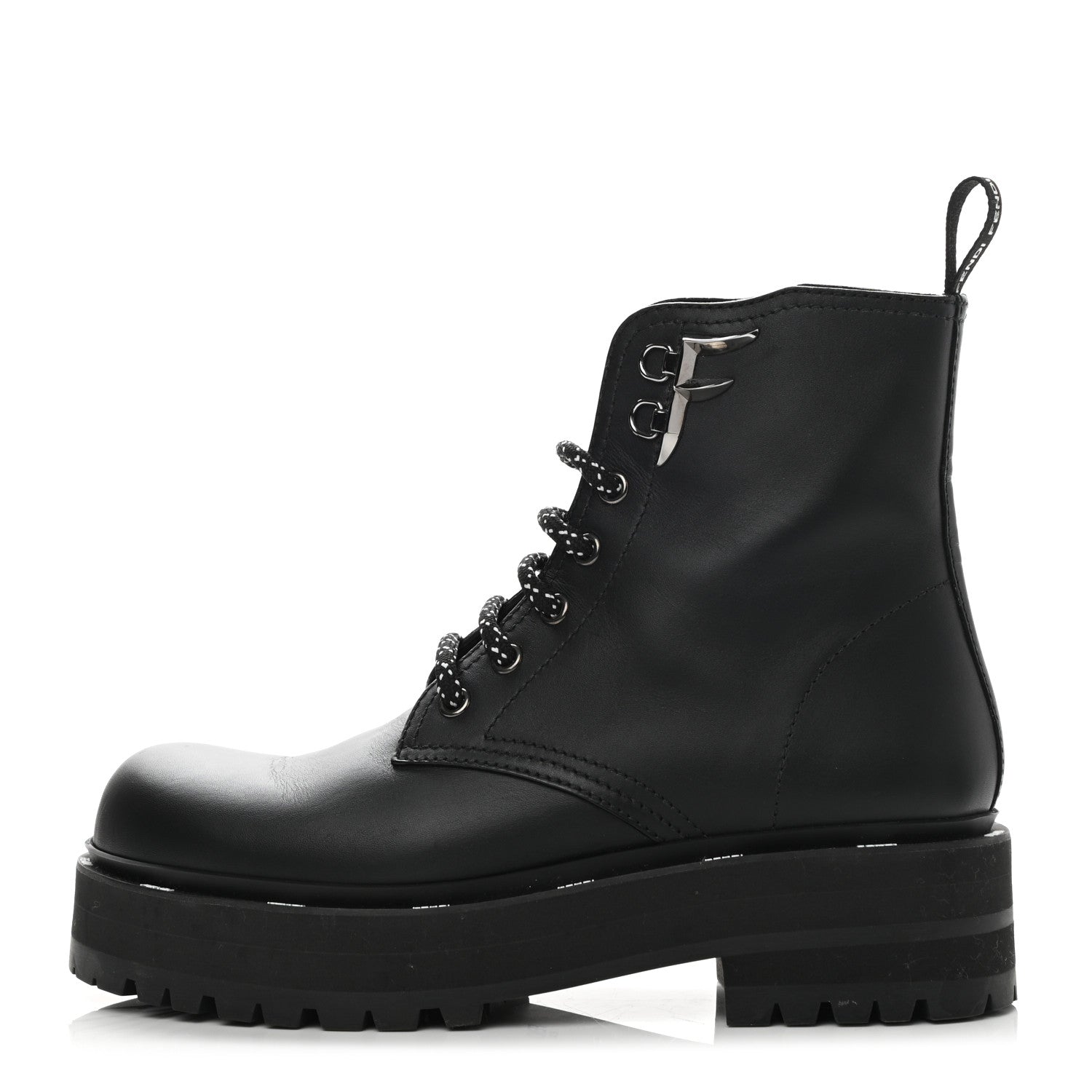 Fendi Calfskin FFreedom Platform Biker Boots 36.5 Black 1 of 8