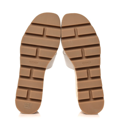 Hermes Calfskin Cork Eze 30 Sandals 39 White 5 of 9