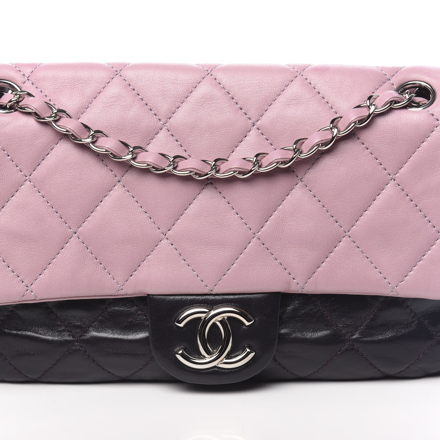 Chanel Lambskin Quilted Bi-Color Medium Single Flap Light Purple 11 of 14
