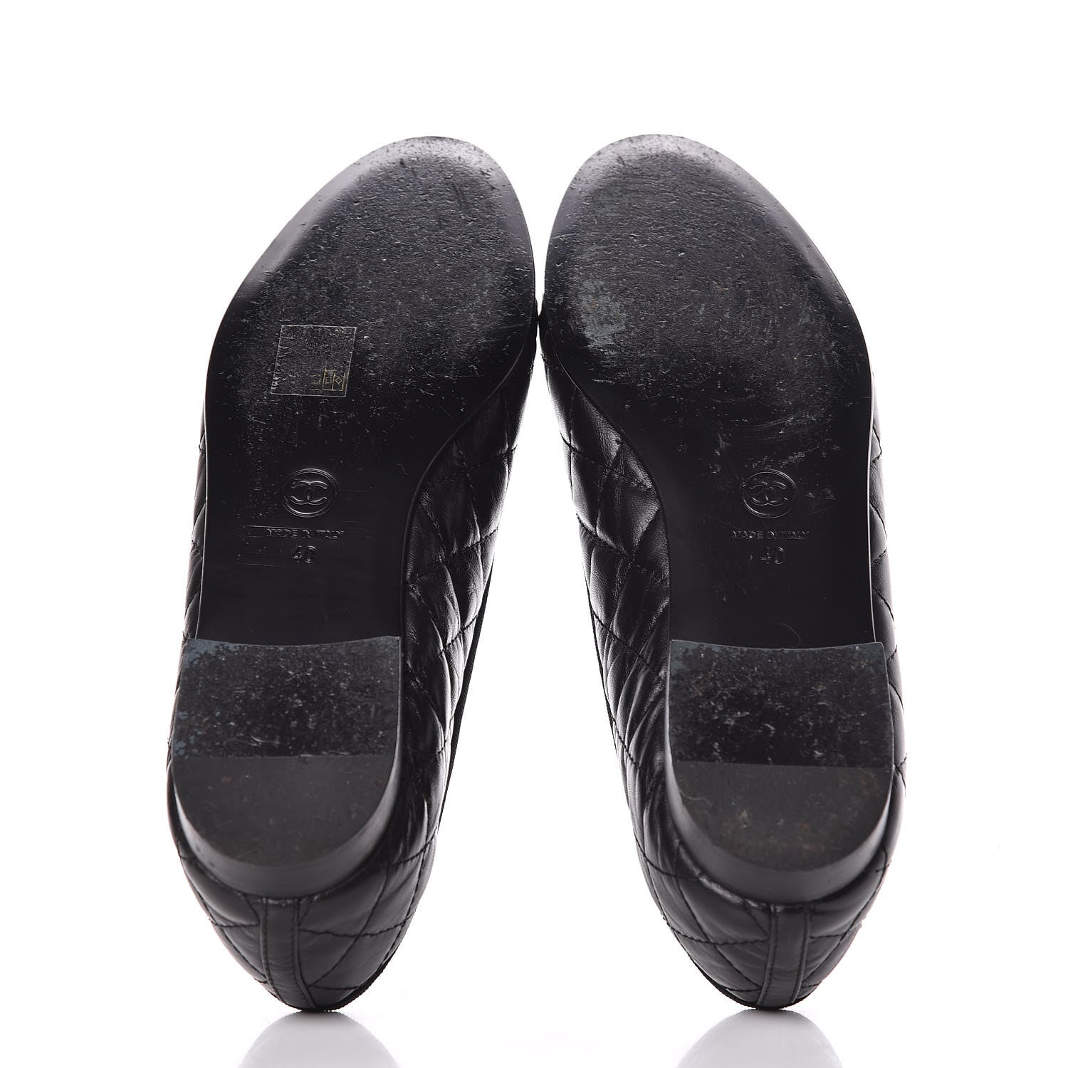 Chanel Aged Calfskin Quilted CC Cap Toe Ballerina Flats 40 Black 7 of 15